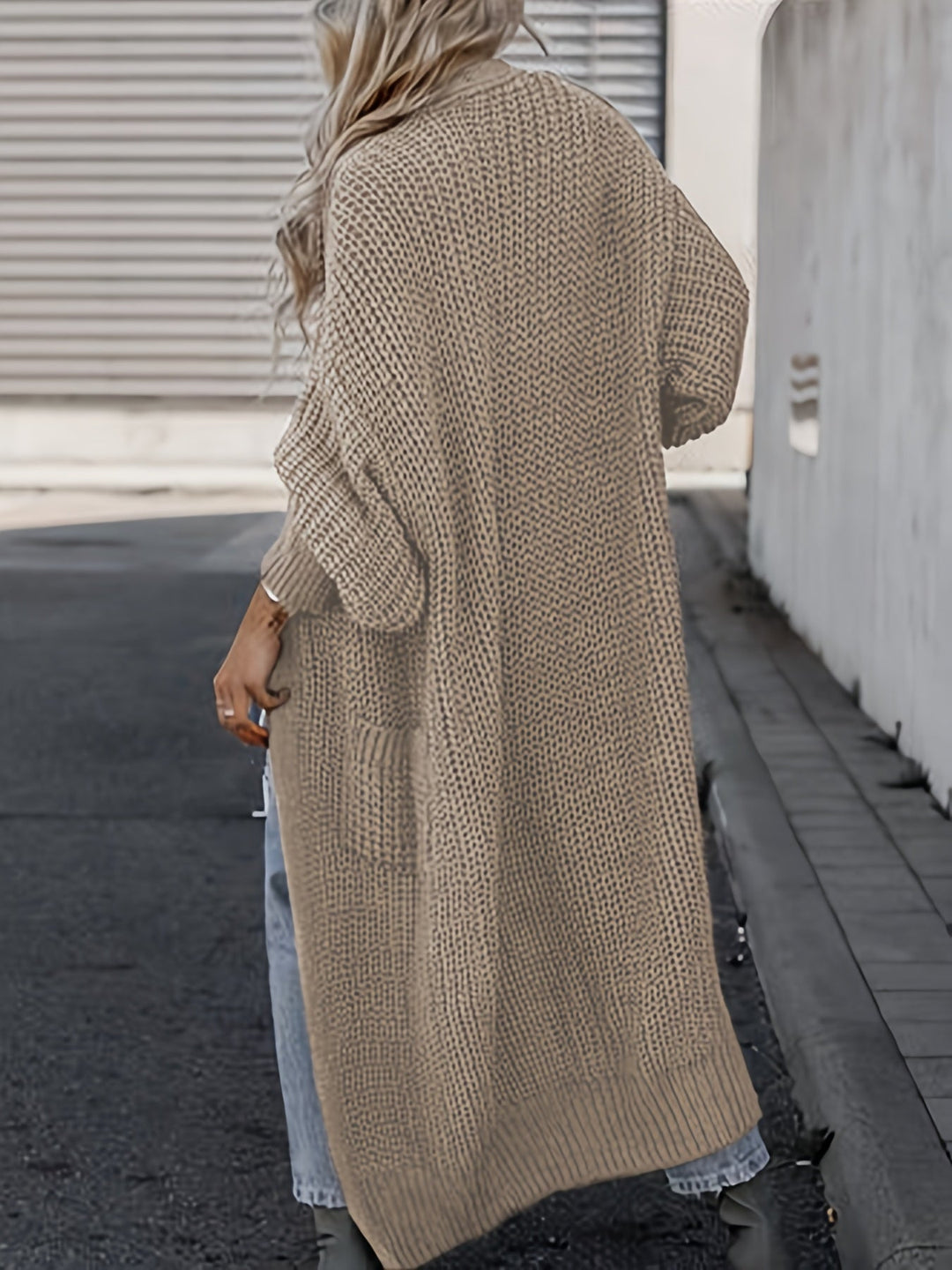 Women's Maxi Cardigan with Long Sleeves and Pockets