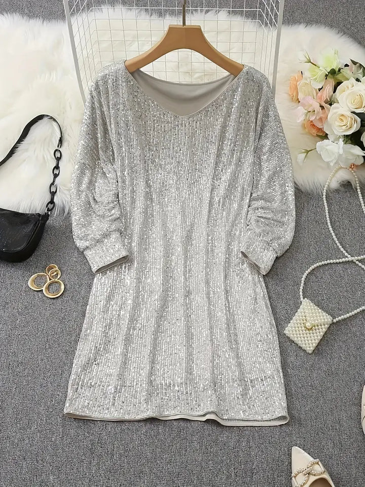 Contrast Sequin Party Dress