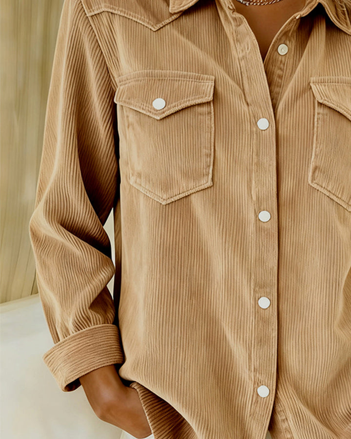 Lyra | Women's Classic Long Sleeve Shirt with Notch Collar and Buttons
