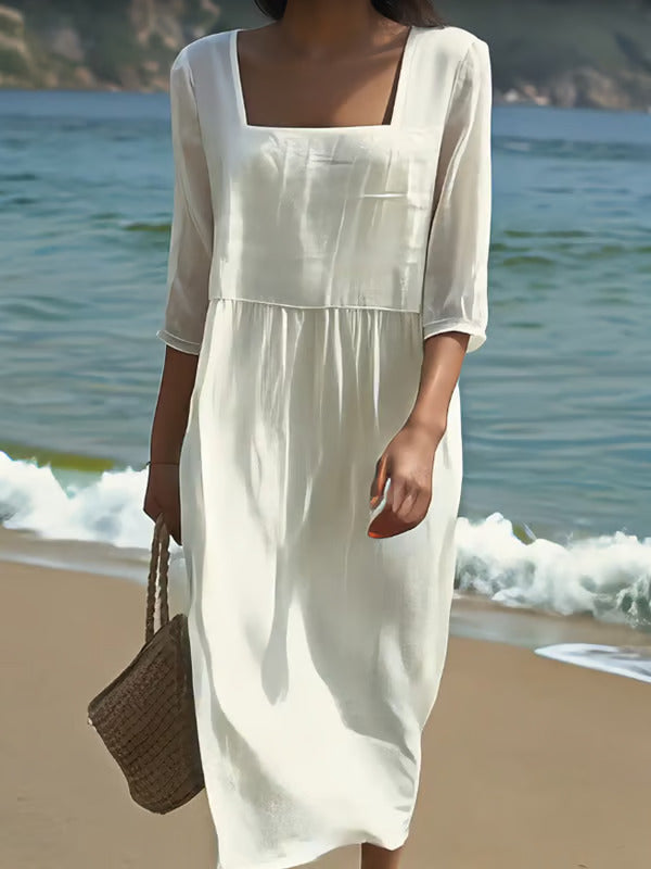 Lunelle | Women's 3/4 Sleeve Square Neck Maxi Casual Dress