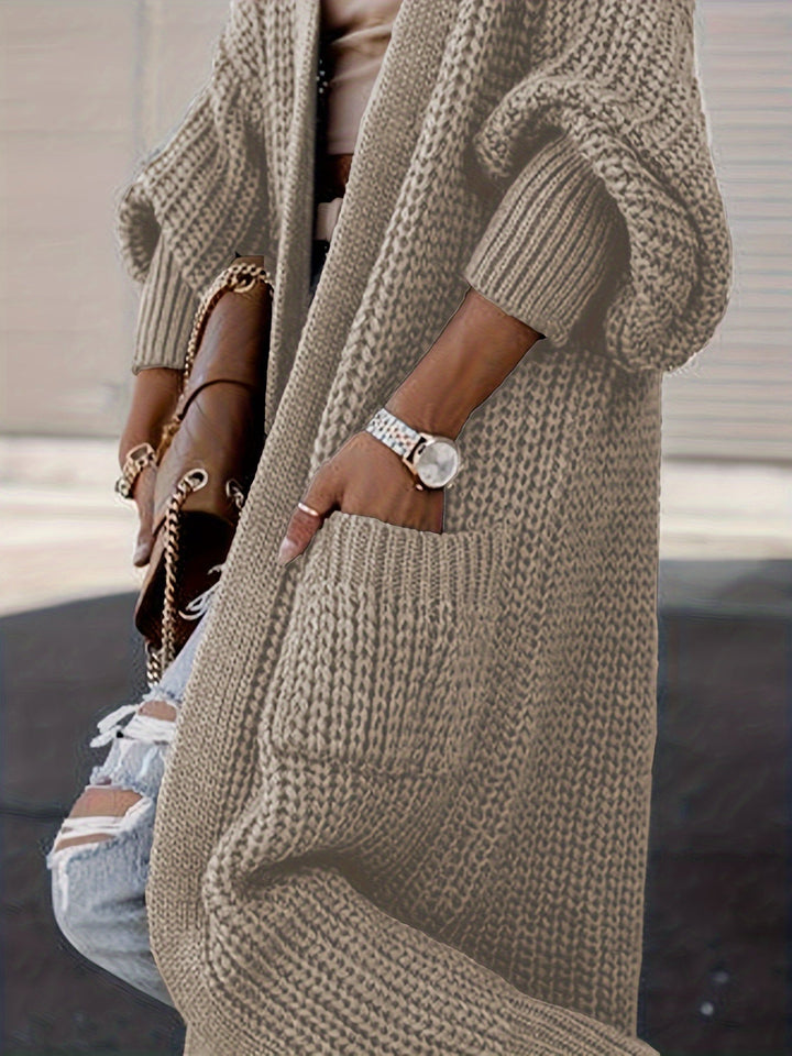 Women's Maxi Cardigan with Long Sleeves and Pockets