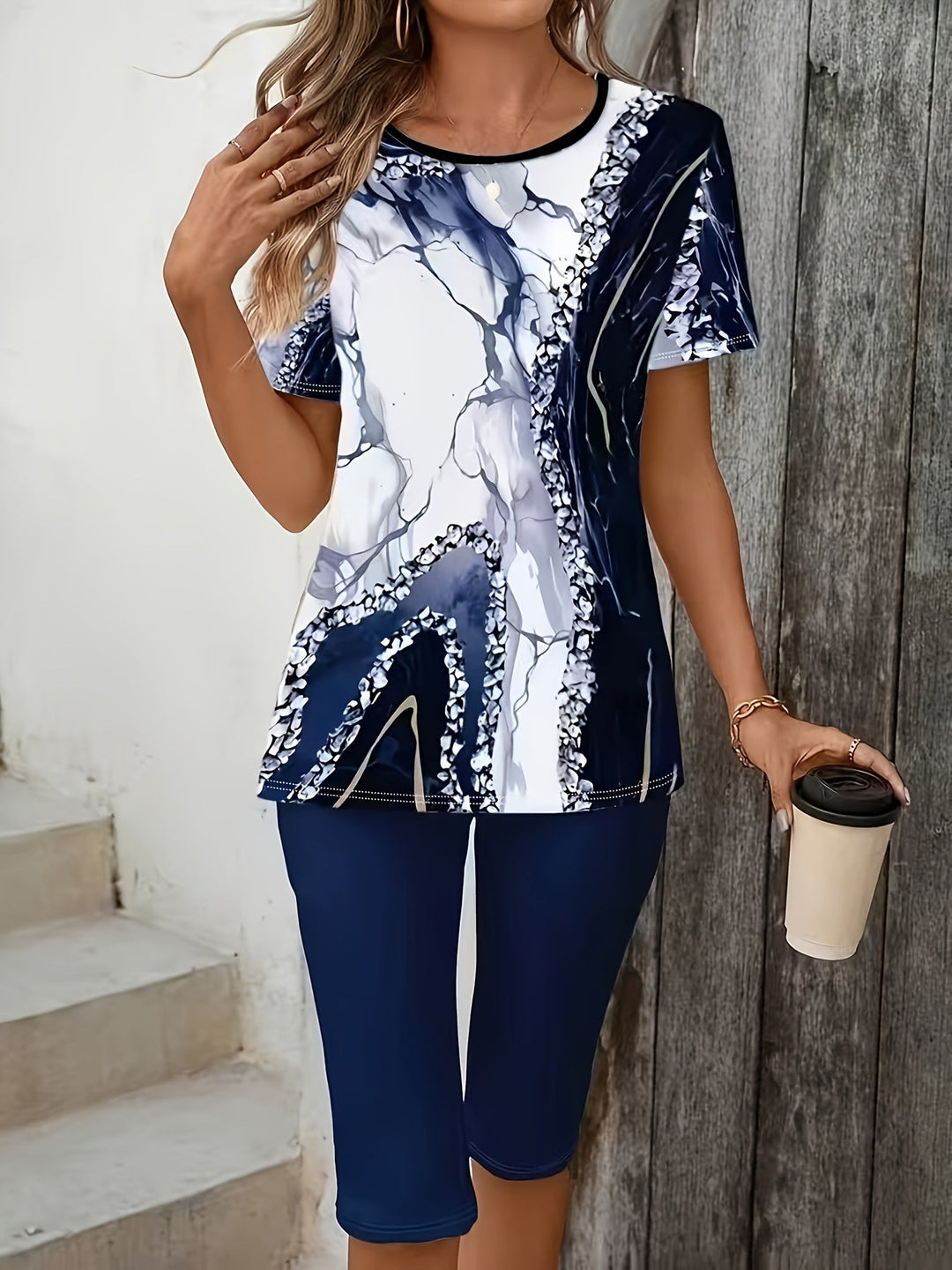 Luna™ | Stretchy Printed Two-Piece Outfit