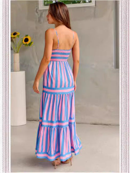 Marisol | Striped Maxi Dress with Straps and Pockets