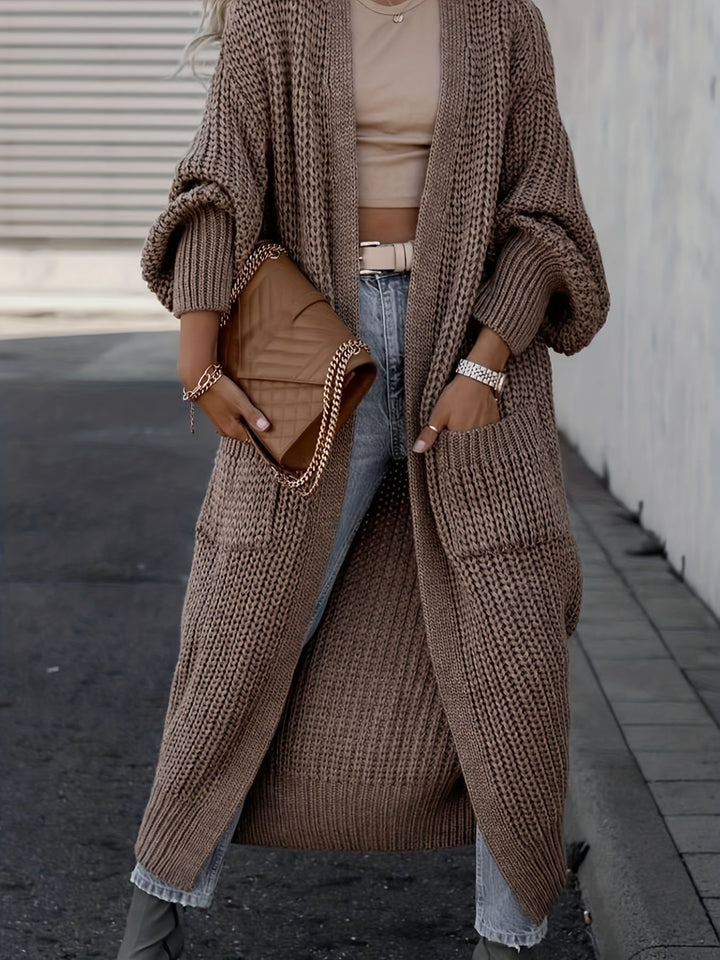 Women's Maxi Cardigan with Long Sleeves and Pockets