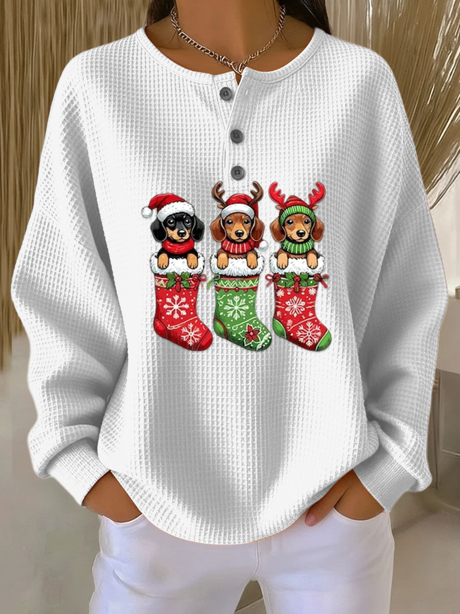 Grethe | Women's Vintage Christmas Sweater with Dog Motif