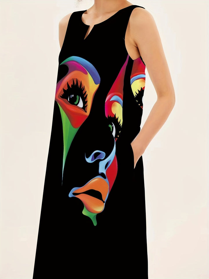 Honor | Women's Chic Mask Print Maxi Dress