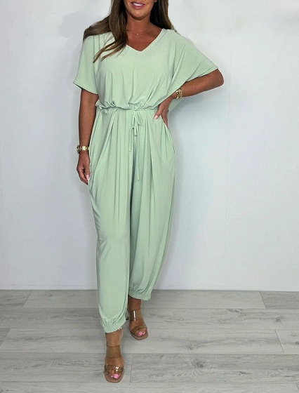 Cora | Women's V-Neck Tie Jumpsuit