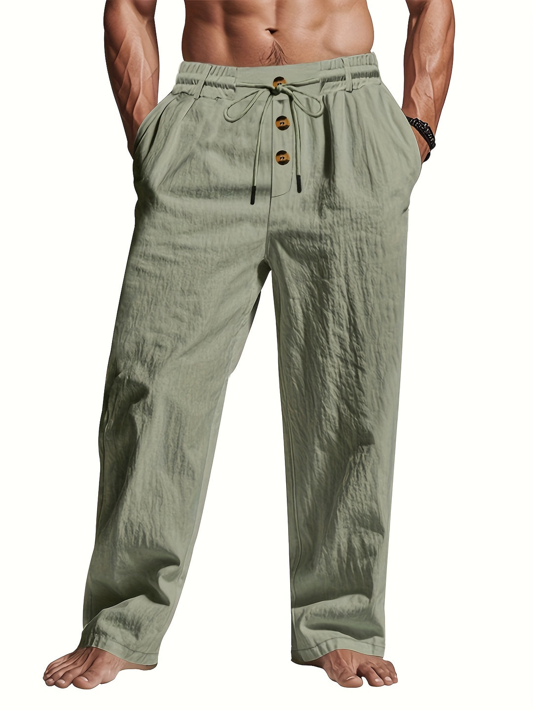 Larry | Men's Tailored Drawstring Pants with Buttons