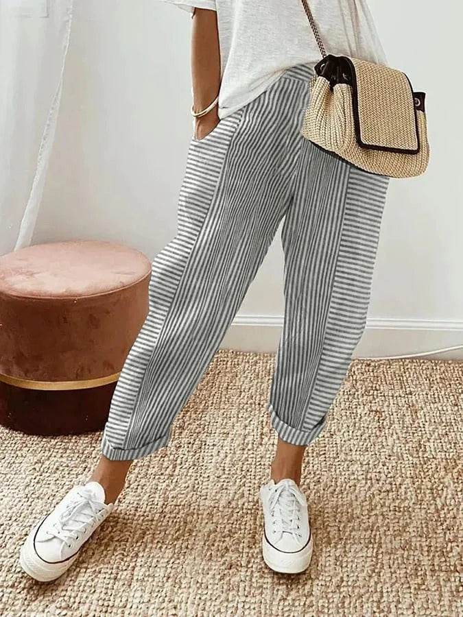 Kae | Striped Cotton Pants