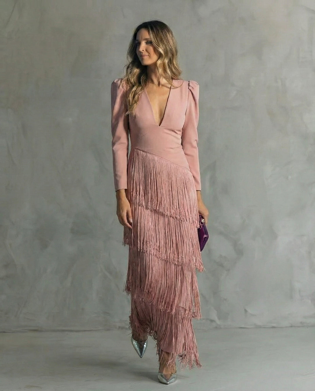 Clara | Chic Dress with Fringe Sleeves