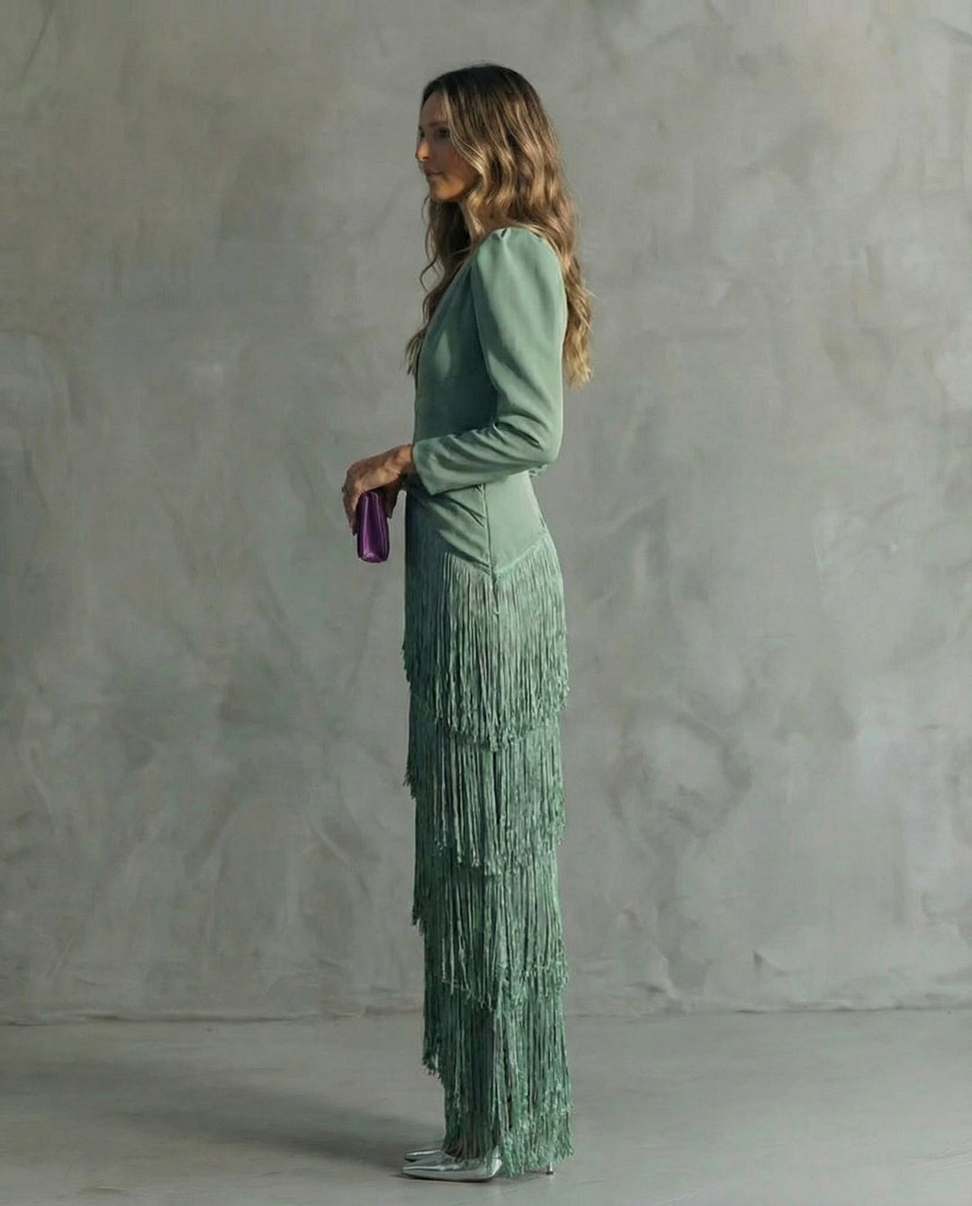 Clara | Chic Dress with Fringe Sleeves