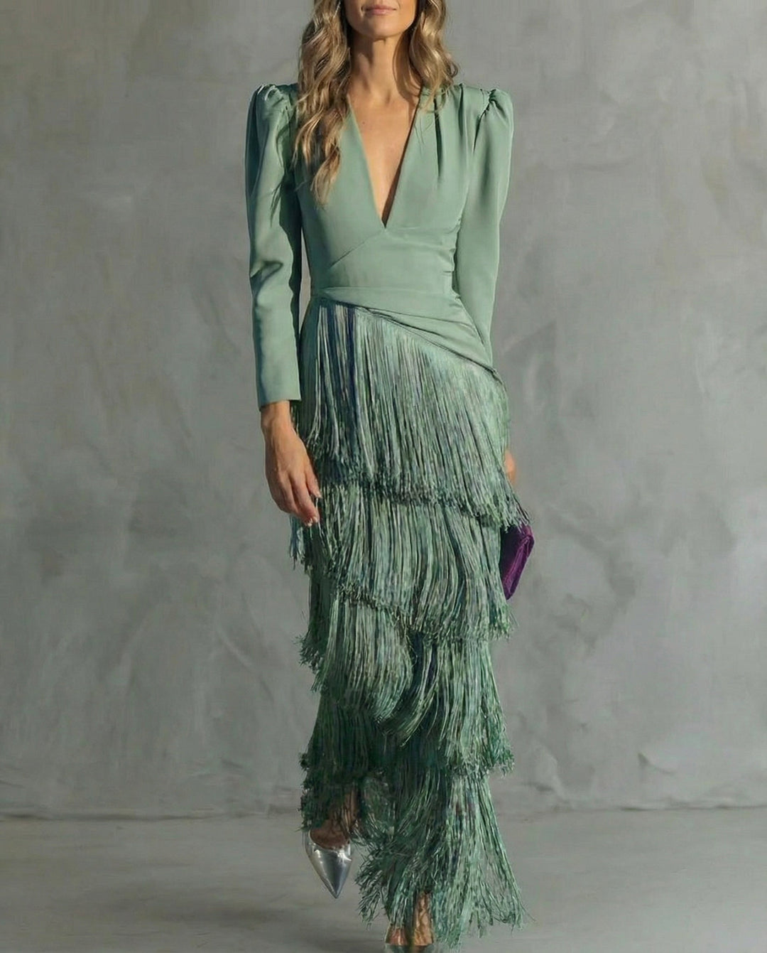 Clara | Chic Dress with Fringe Sleeves