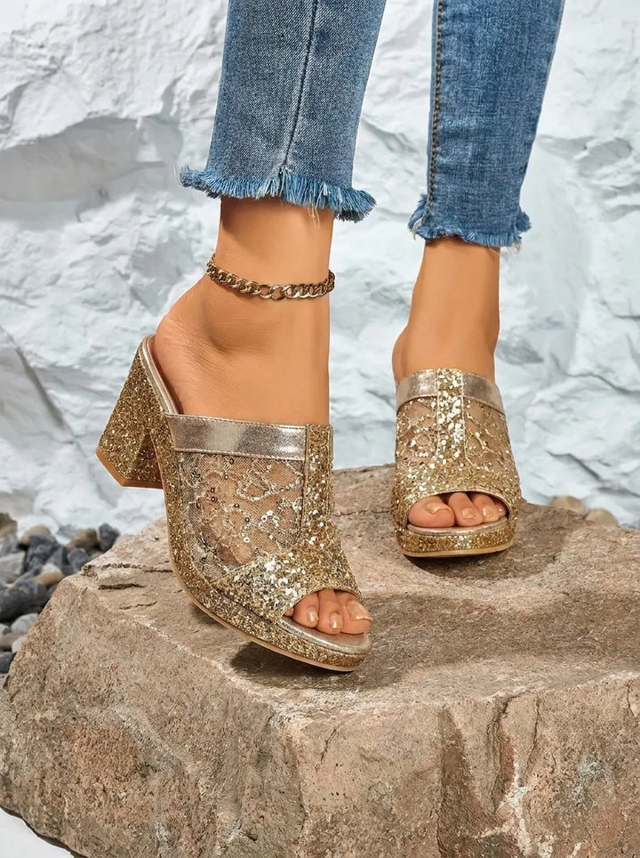 Alexis | Elegant high-heeled sandals with Sequins