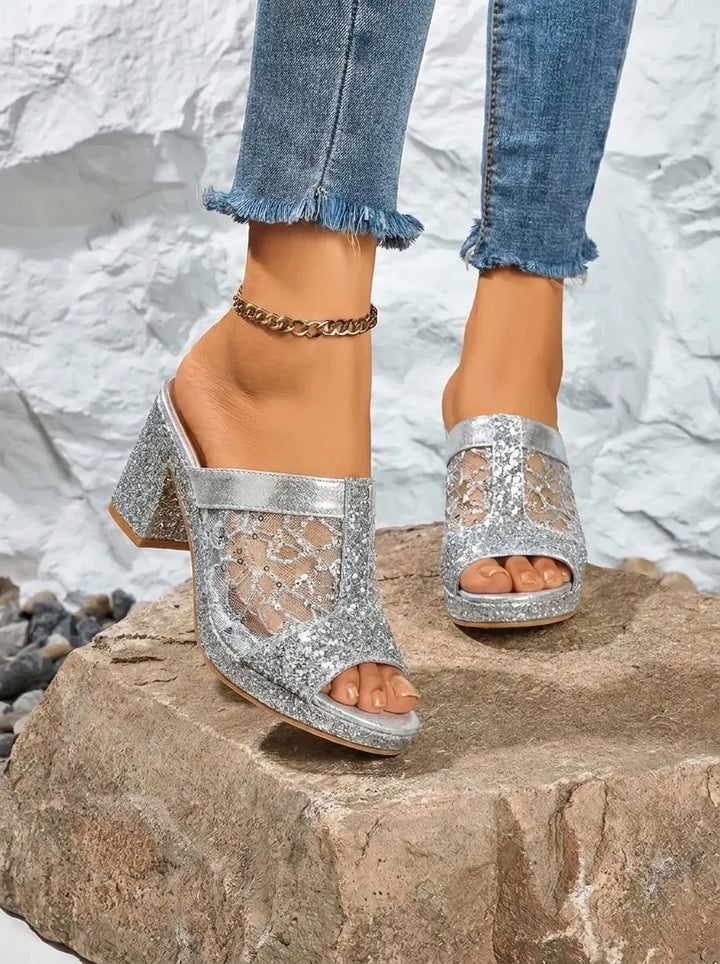 Alexis | Elegant high-heeled sandals with Sequins