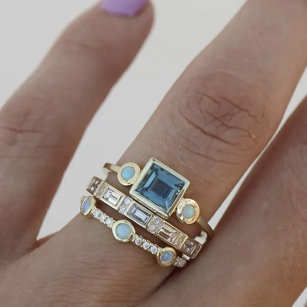 Karla - Vintage Blue Crystal Ring Set