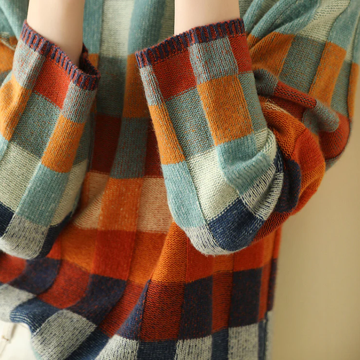 Katherine | Women's Chic Plaid Turtleneck Sweater