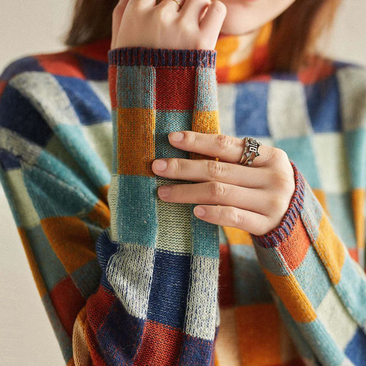 Katherine | Women's Chic Plaid Turtleneck Sweater