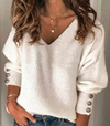 Aubrey™ - Cozy V-Neck Button-Front Sweater