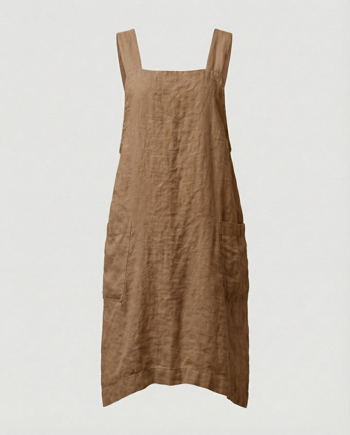 Heidi | Women's Square Neck Sleeveless Midi Apron Dress with Pockets
