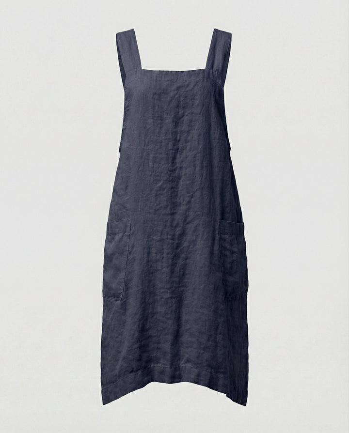 Heidi | Women's Square Neck Sleeveless Midi Apron Dress with Pockets