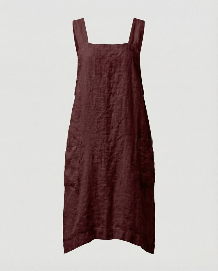 Heidi | Women's Square Neck Sleeveless Midi Apron Dress with Pockets