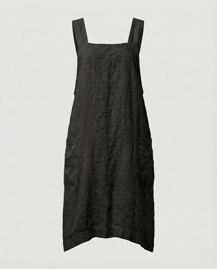 Heidi | Women's Square Neck Sleeveless Midi Apron Dress with Pockets