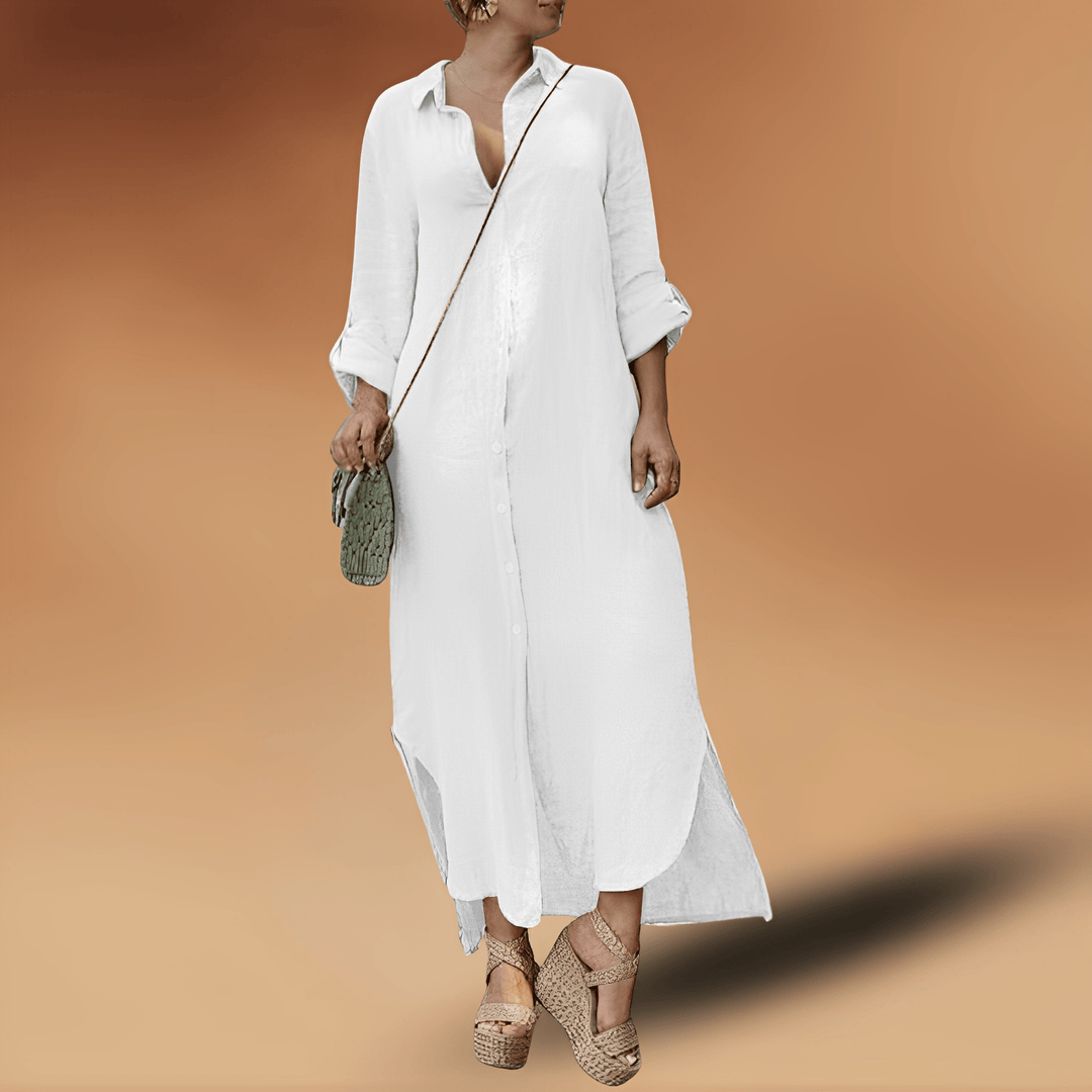 Maya | Women's Long Sleeve Maxi Dress with Side Slit