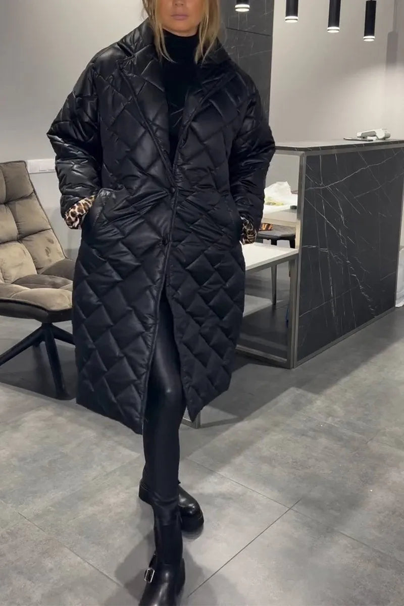 Anais™ - Quilted Coat with Leopard Lining