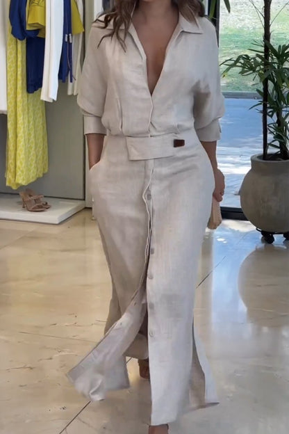 Jeanette™ - V-Neck Maxi Dress