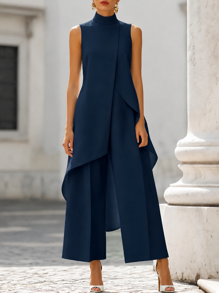 Martina | Women's High Neck Top and Wide-Leg Pants Set