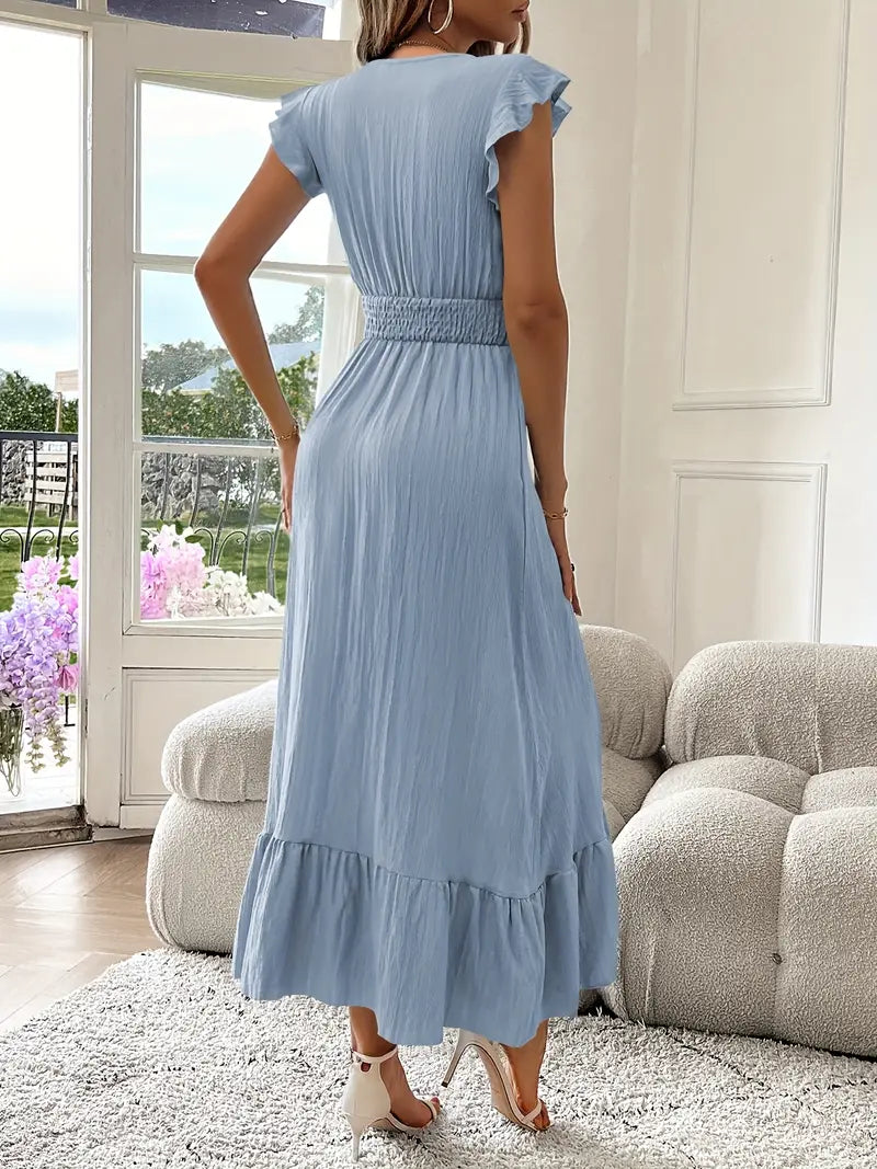 Felicia | Women's V-Neck Mini Ruffle Dress
