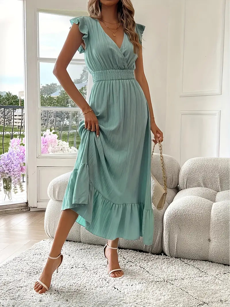 Felicia | Women's V-Neck Mini Ruffle Dress