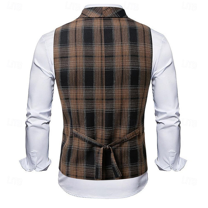 James | Men's Plaid Vest with Buttons and Pockets