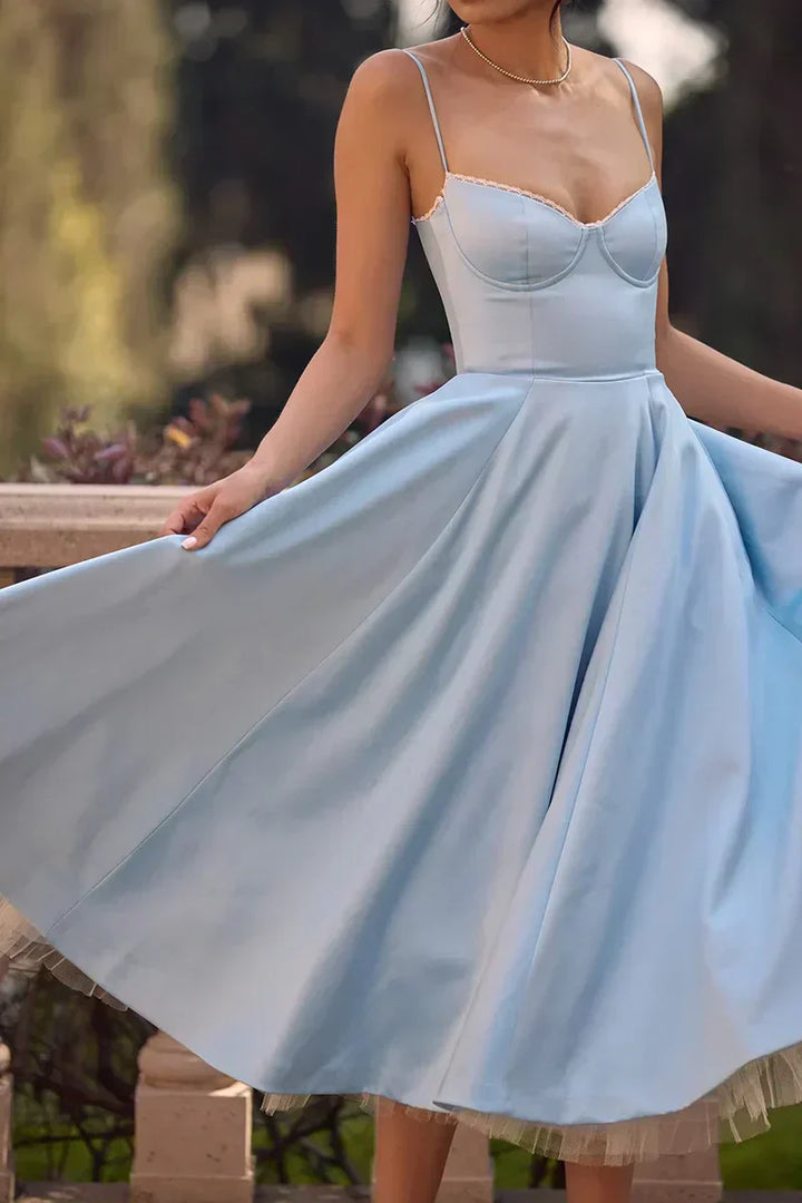 Minerva | Women's Mini Spaghetti Strap Princess Dress