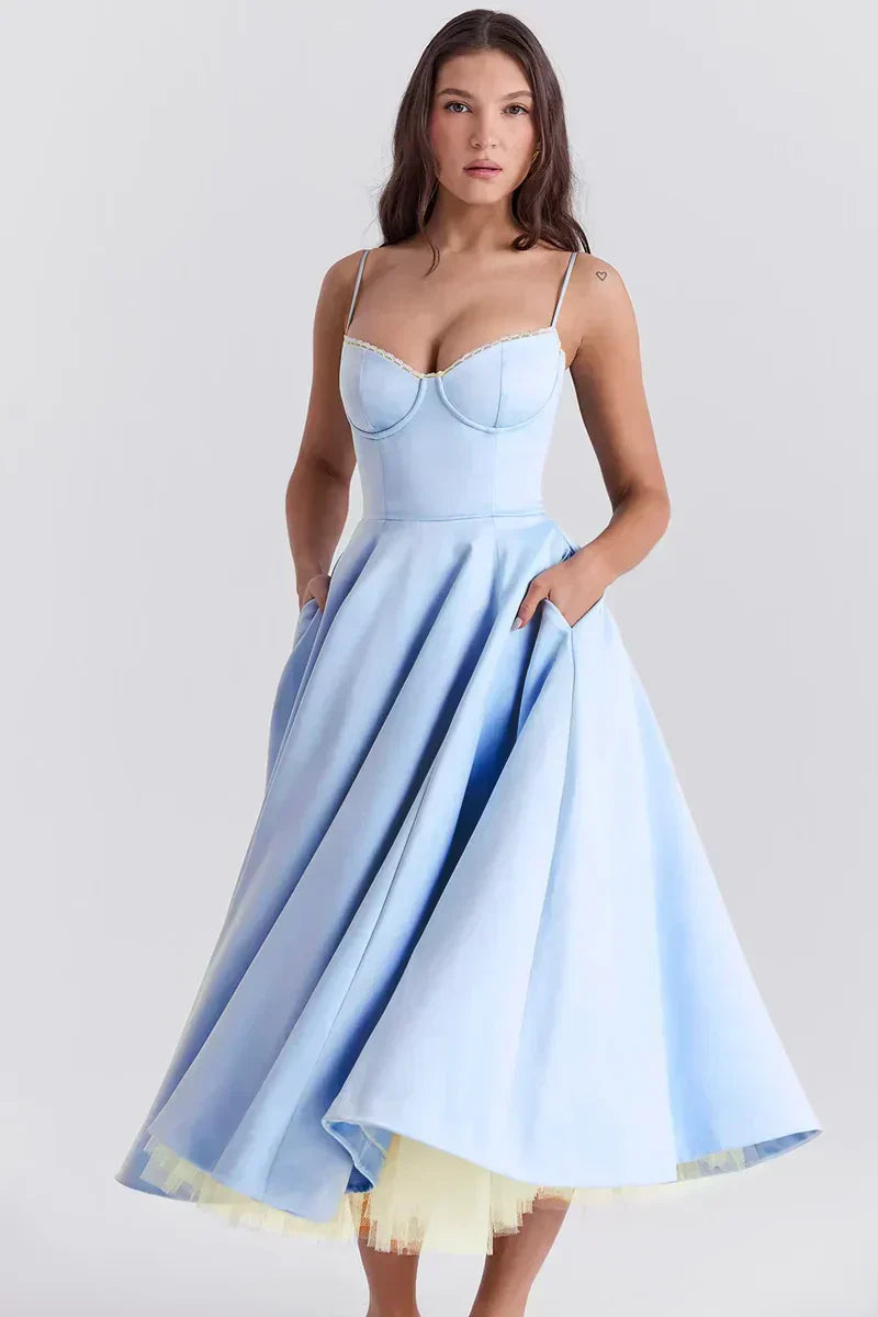Minerva | Women's Mini Spaghetti Strap Princess Dress