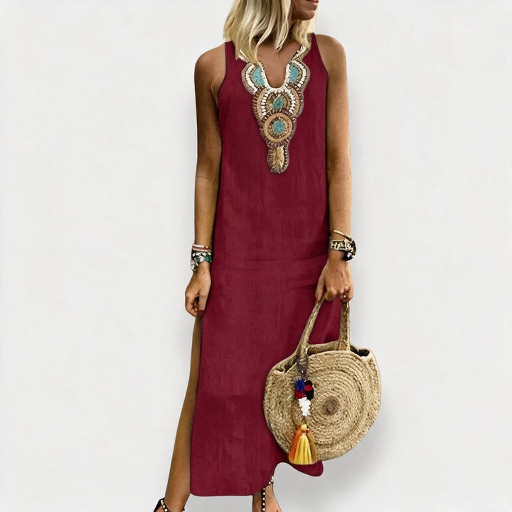 Women's Sleeveless Maxi Dress with Side Slit