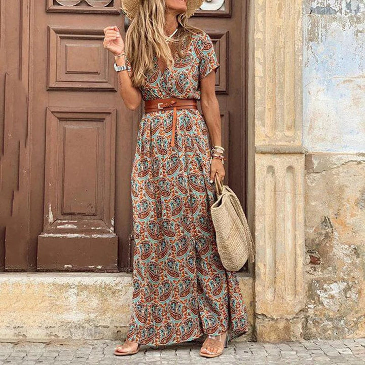 Liora | Women's Maxi Ibiza Dress in Hippie Style + Free Belt