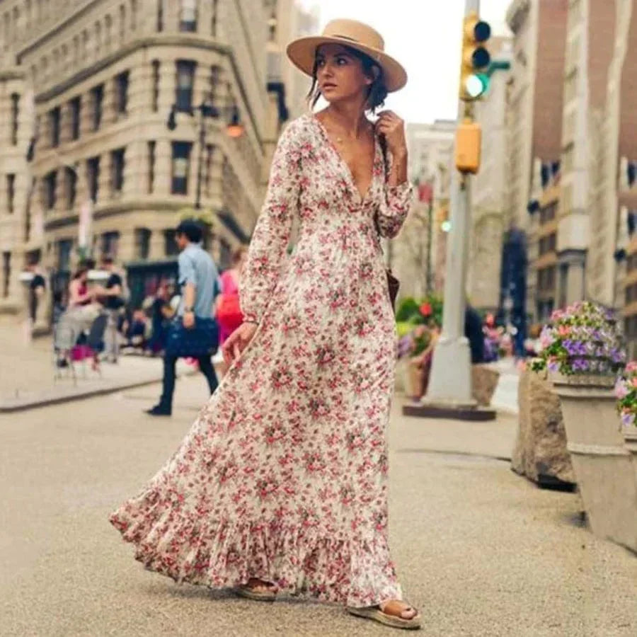 Ilse™ - Maxi Ibiza Style Flower Dress