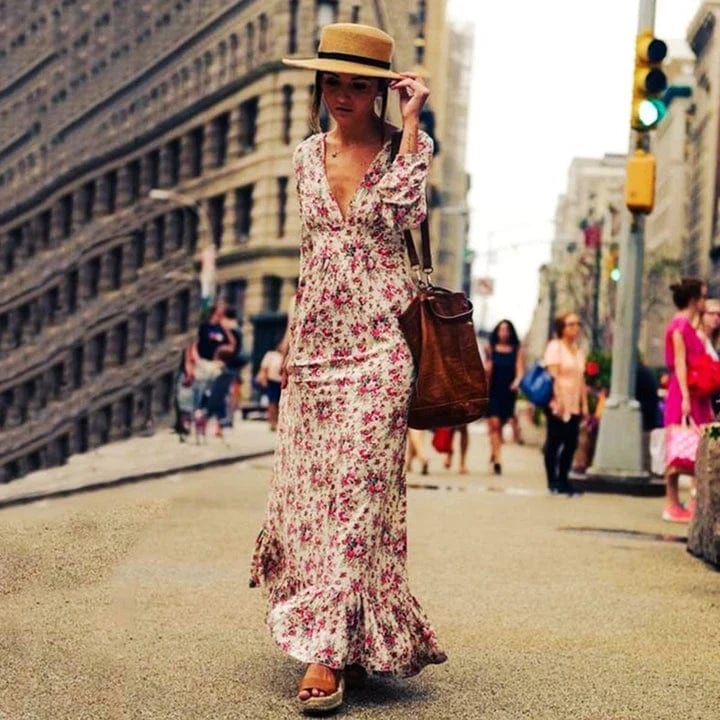 Ilse™ - Maxi Ibiza Style Flower Dress