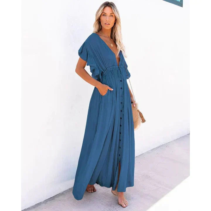 Anouk™ - Maxi Navy Blue Ibiza Beach Dress