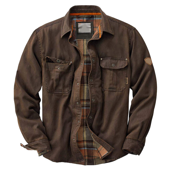 Men's Long Sleeve Jacket with Buttons and Pockets