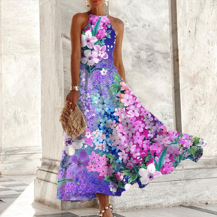 Eileen | Women's Mini Halter Neck Long Floral Dress