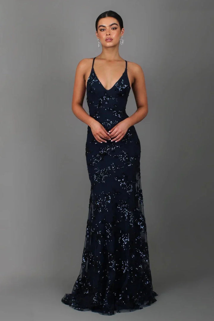 Nora – Sophisticated Floor-Length Evening Dress with Sequin Detailing