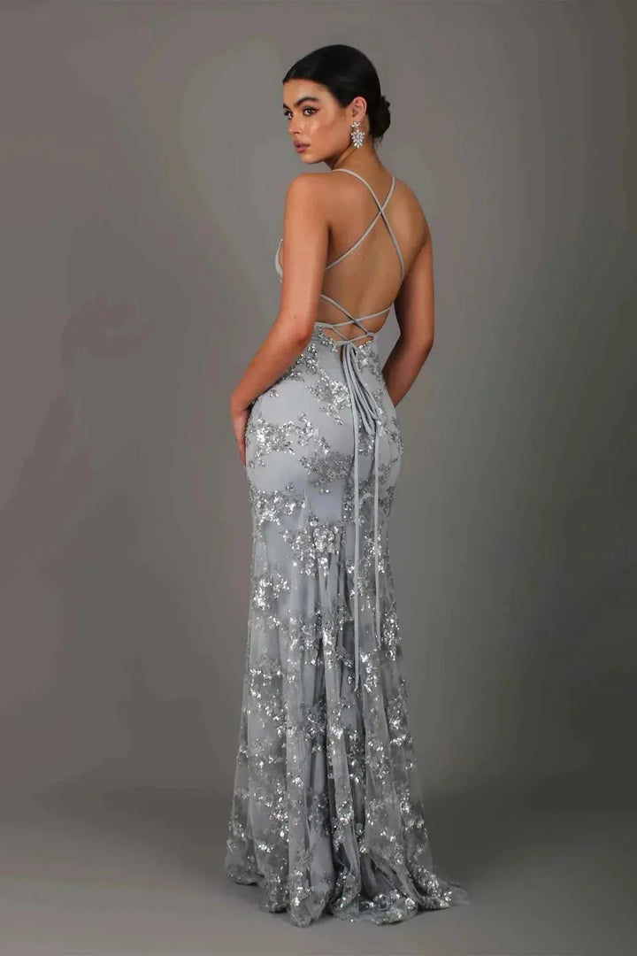 Nora – Sophisticated Floor-Length Evening Dress with Sequin Detailing