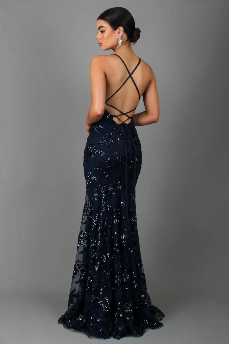 Nora – Sophisticated Floor-Length Evening Dress with Sequin Detailing