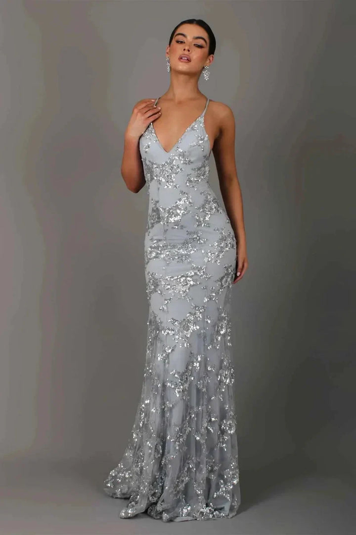 Nora – Sophisticated Floor-Length Evening Dress with Sequin Detailing