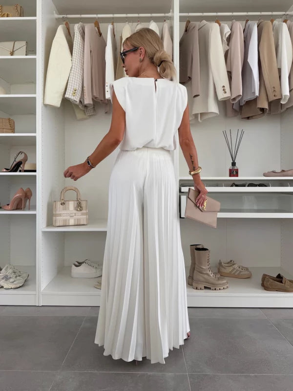 Marian | Women's Sleeveless Elegant Pleated Set