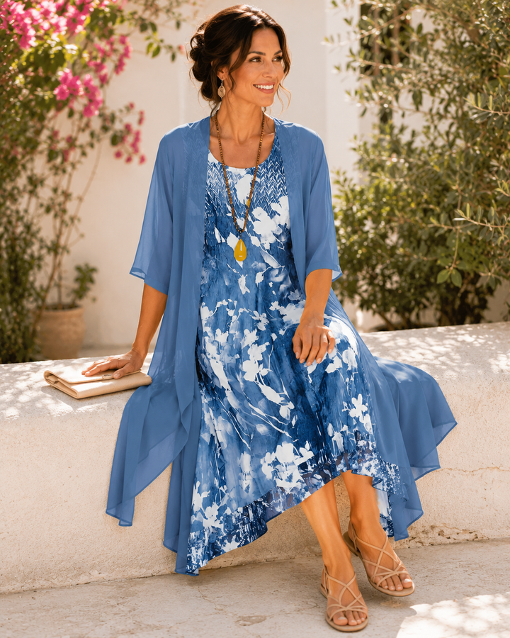 Olivia | Women's Floral Midi Dress with Square Neck