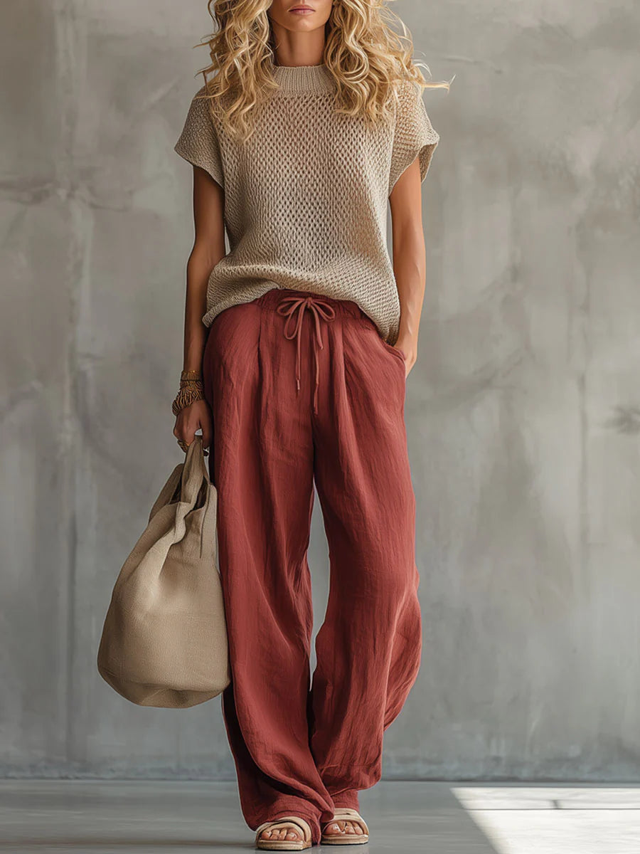 Women's Two-Piece Set with Tie Waist and Pockets