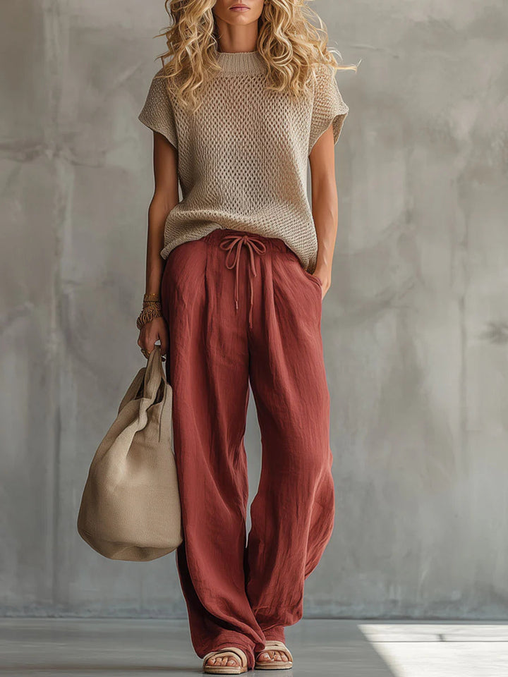 Women's Two-Piece Set with Tie Waist and Pockets